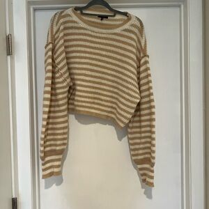 Elegant Striped Beige and White Sweater